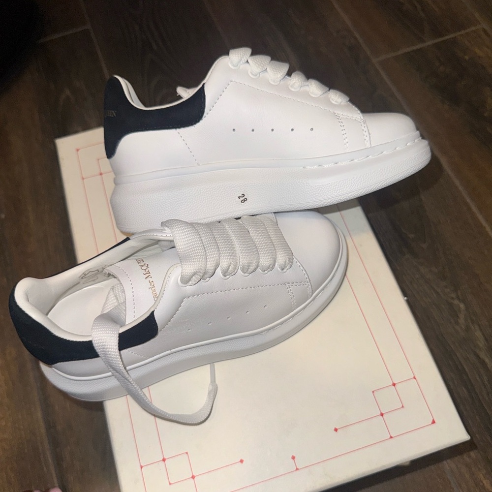 Alexander McQueen White and Black Kid's Sneakers